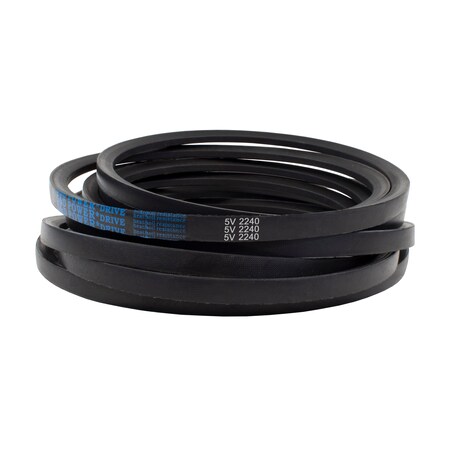 D&D 5V2240 Wedge V-Belt, 224 in Outside Length, 5/8 in Top Width, 17/32 in Thickness, 1 Ribs 5V2240
